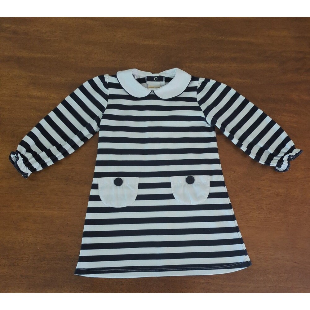 Beaufort Bonnet Company blue and white long sleeve stripe Dress size 5 EUC
